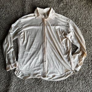 Women’s M Anthropologie Button Down Silky White Cream Business